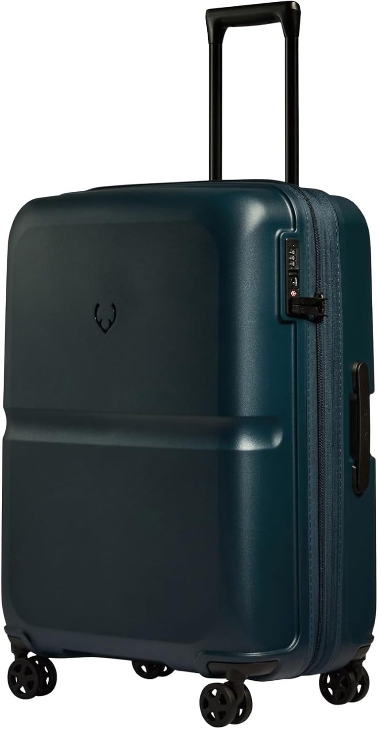 Antler - Valise Rigide à Rayures Simples, légère, 4 Roues pivotantes, Serrure TSA, Indigo, M