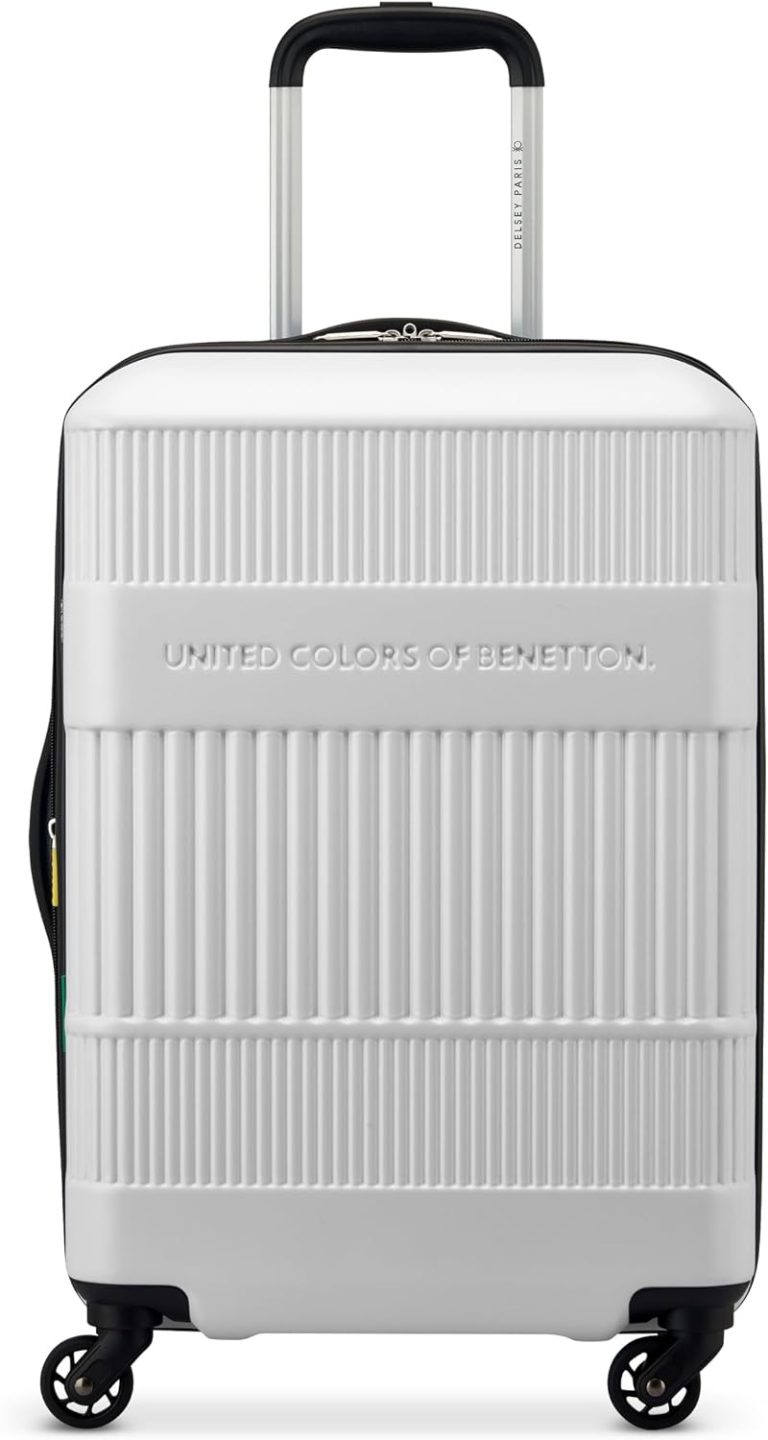 United Colors of Benetton Valise Rigide Extensible nervurée avec roulettes pivotantes, Blanc, Carry-on 20 inch