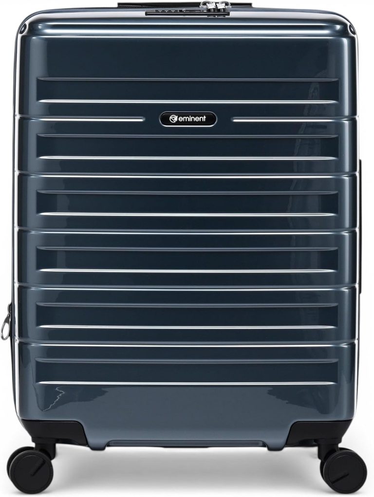 Eminent Voyager Valise Cabine 55x40x20 Rigide Extensible, 2,7 kg, 39L, extensible 55x40x23, serrure TSA, 4 roues, polycarbonate Makrolon, Gris Foncé