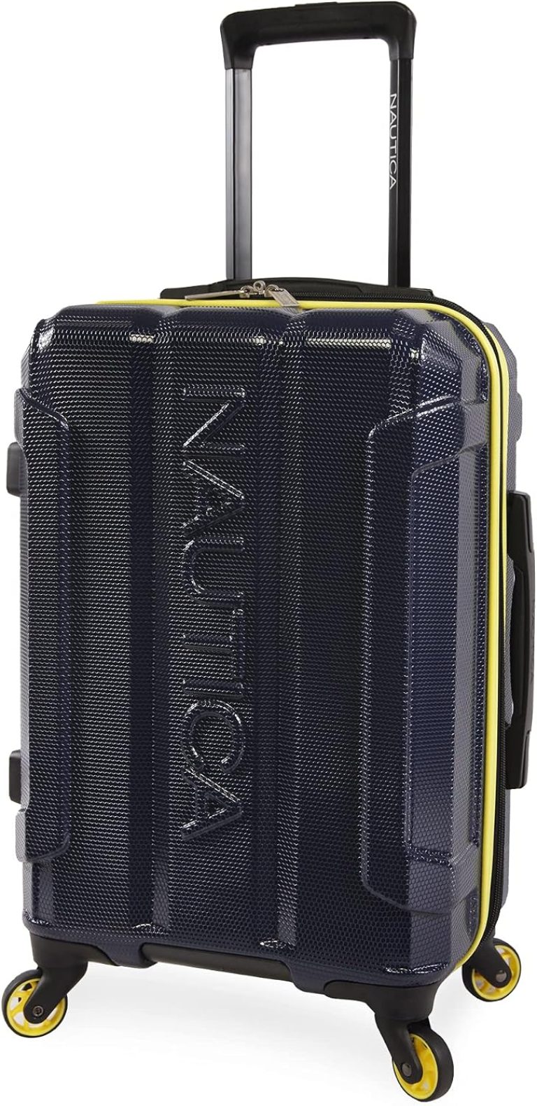Nautica Valise Rigide à roulettes pivotantes Maker, Bleu Marine/Jaune, Carry-on 21-inch