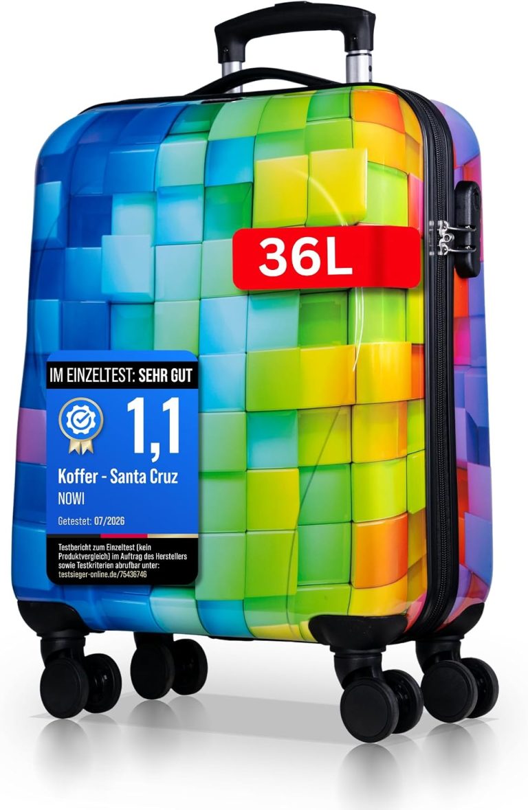 NOWI Santa Cruz - Lot de 3 valises rigides en ABS avec serrure à combinaison, 4 roulettes doubles, soufflet d'étirement, rotatif à 360°