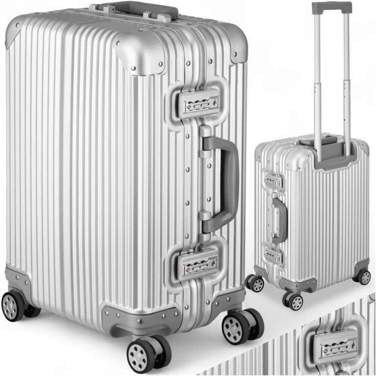 tectake Valise cabine 36L, Bagage cabine 38 x 24,5 x 53 cm, Valise en aluminium avec 2 serrures à combinaison TSA, 4 roulettes doubles