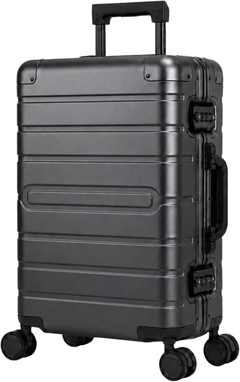 Travelhouse Valise 100% aluminium à coque rigide avec poignée télescopique, TSA, 4 roulettes, graphite